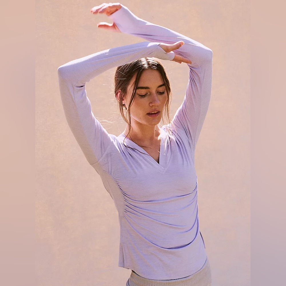 Free People Purple Fitted Polo Blouse